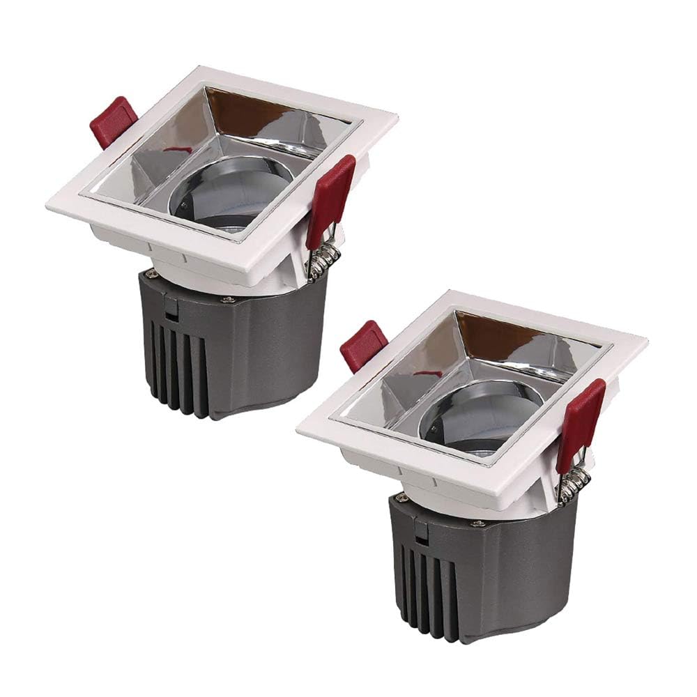 Lot de 2 Spots Encastrés LED Carrés Luminaires LED Encastrés avec 3 Températures de Couleur Sélectionnables Et Déflecteur