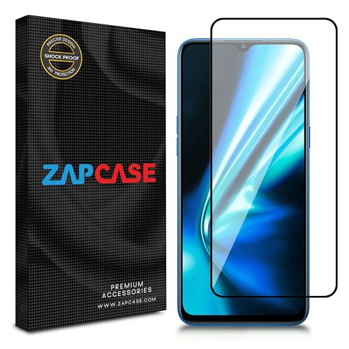 Image of ZAP CASE HD Plus Tempered Glass Screen Protector Compatible For Realme 5i (Black) Edge To Edge Coverage With Easy Installation Kit