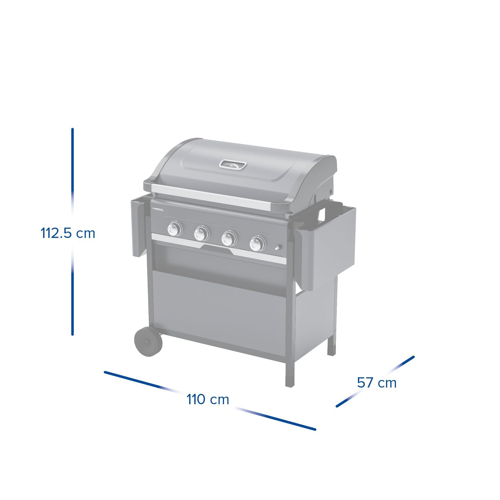 Campingaz Barbecue Gas Select 4 L | BBQ con 4 bruciatori in acciaio inox | coperchio con termometro | con sistema InstaClean | 2 ripiani laterali pieghevoli | potenza 12 kW
