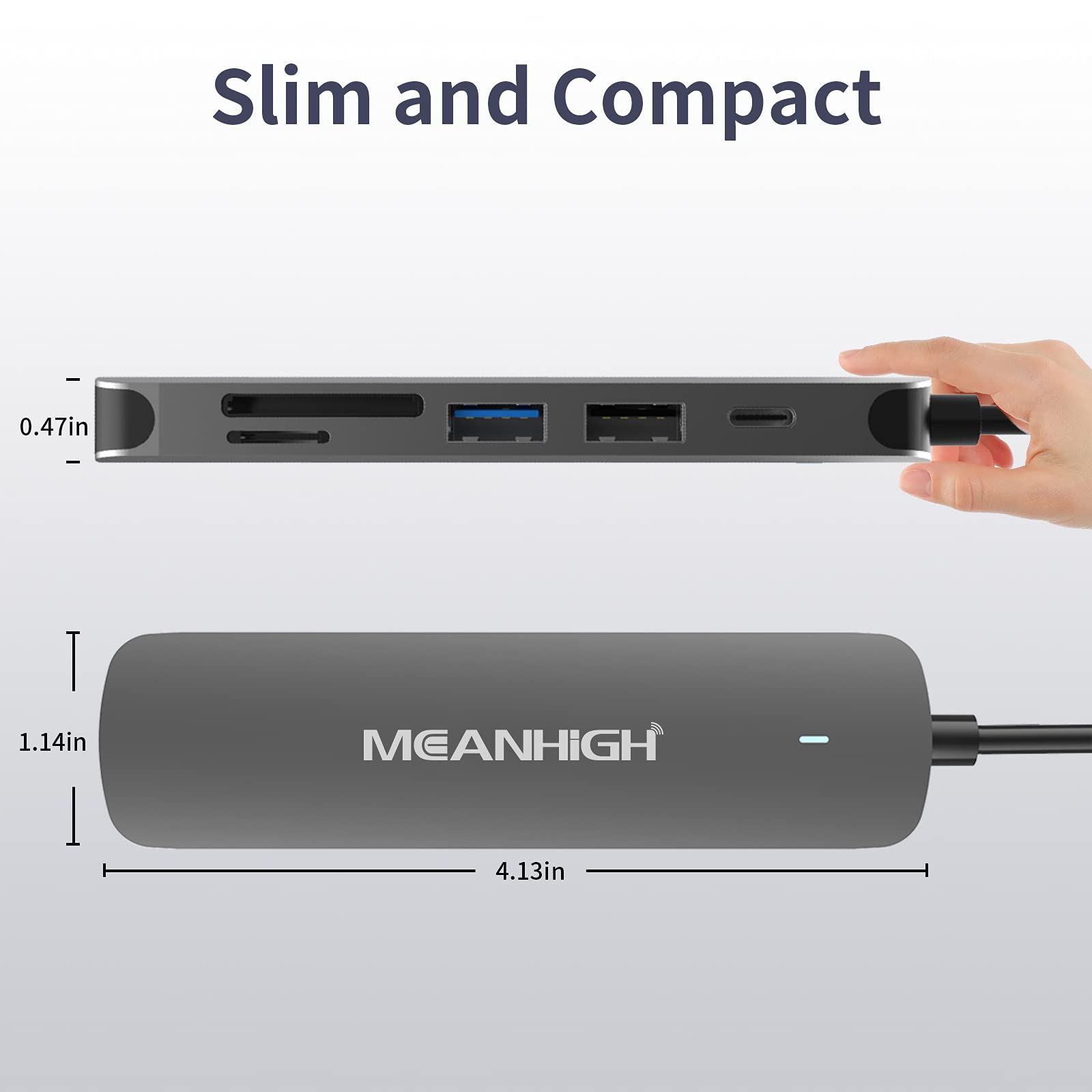 Hub USB C 3.0, adaptador de tipo C a USB 6 en 1, salida HDMI 4K, lector de tarjetas SD/TF, carga PD de 100 W, compatible con MacBook Pro Air, HP XPS y otros dispositivos tipo C