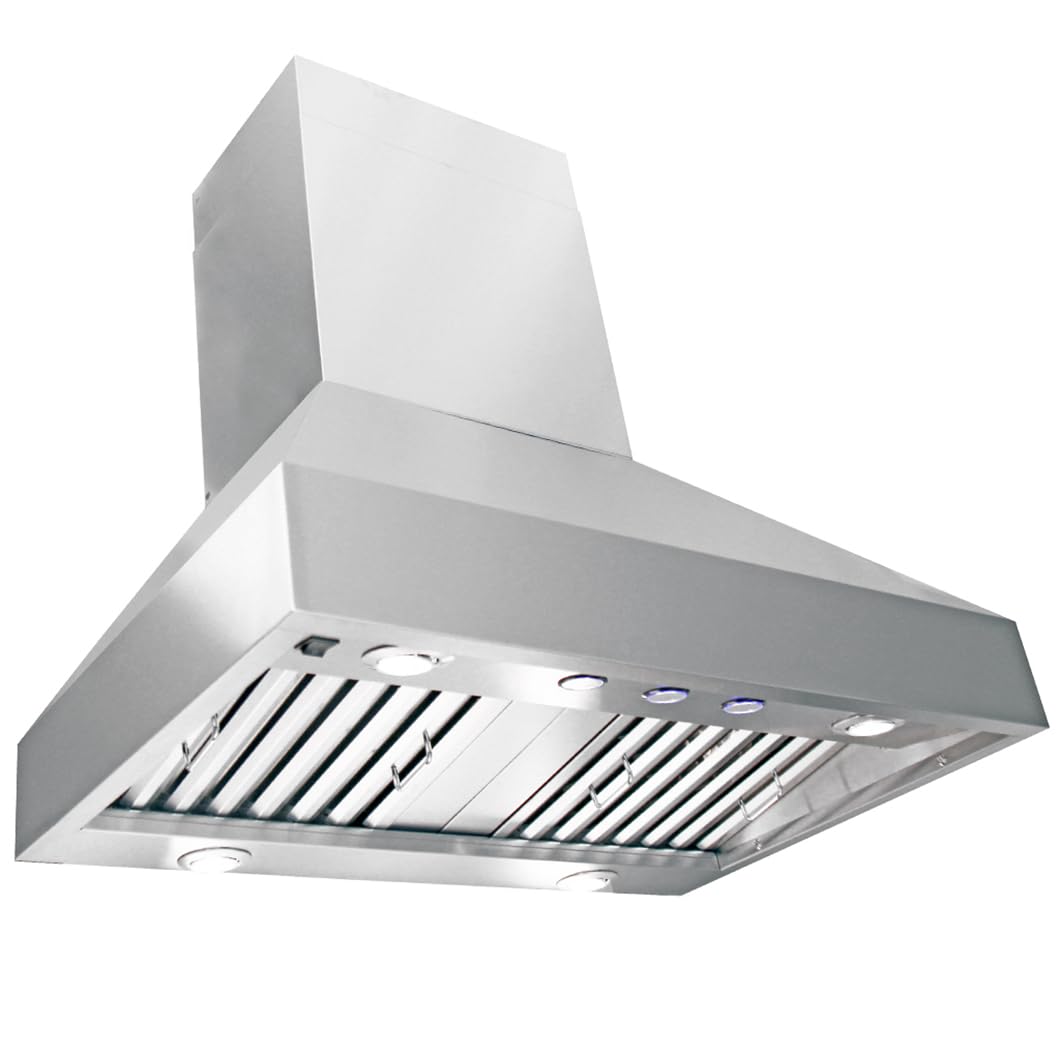 PROLINE 36-Inch Wall Mount Range Hood, CFM 1200, Stainless Steel, Dimmable Halogen Lights, ULTRA-QUIET Blower Motor, 4 Speed, 3-Year Warranty, PLJW 104.36, Kitchen Hood