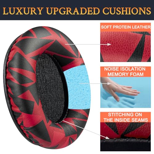 Image of SOULWIT Earpads for HyperX Cloud (2 /3 /3S /1 /Pro) - Red Storm | Also for Cloud (Flight /Flight2 /Stinger /Stinger2 /Stinger 2 Core /Core), CloudX (Stinger /Flight) Headset