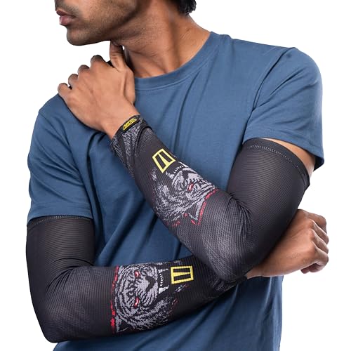 Image of Tiivra Arm Sleeves, UV & Tan Protection, 4 - Way Stretch Arm /Hand sleeves for Men, Women for Riding, Biking, Cricket, Running, Sports