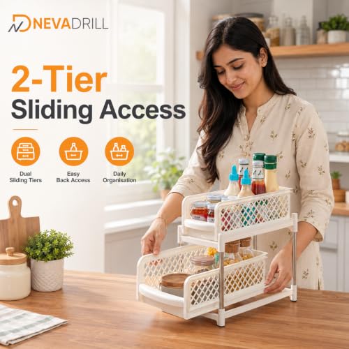 Image of 2 Tier Sliding Storage Organiser, White [ND-1815]