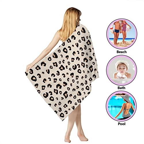 Sunuan Leopard Beach Towel Oversized Microfiber Quick Dry Bath Towels Gift Thick Sand Free Beach Towels For Kids Adult Travel Pool Swimming Camping  thumb #5