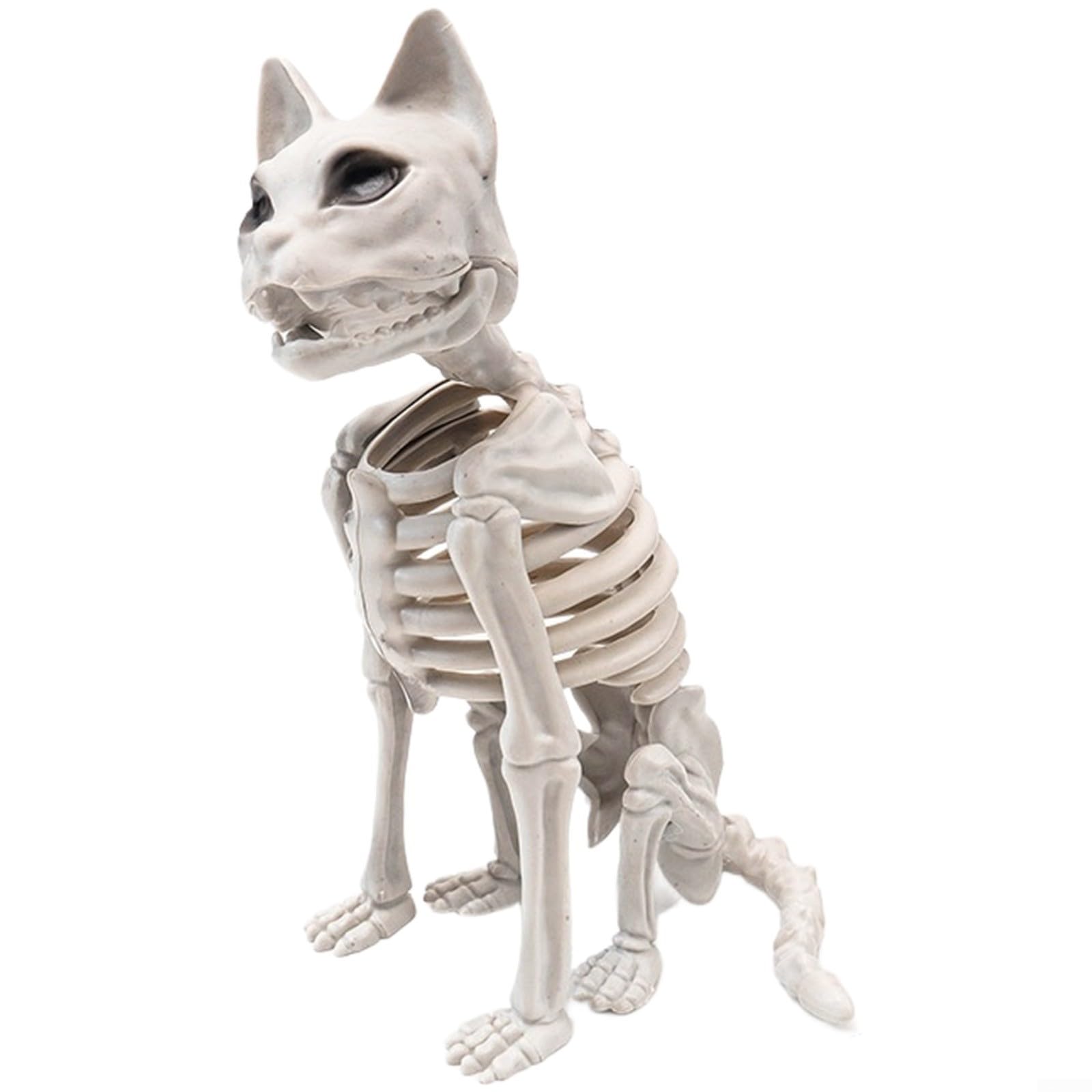 Decoración de gato esqueleto de Halloween de plástico