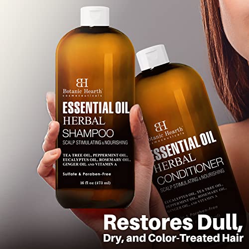 Botanic Hearth Essential Oil Herbal Shampoo And Conditioner Set - Shampoo And Conditioner For Hair Growth, Thickening & Color Safe - Sulfate Free - For All Hair Types - Men And Women - 16 Fl Oz Each #TOP4