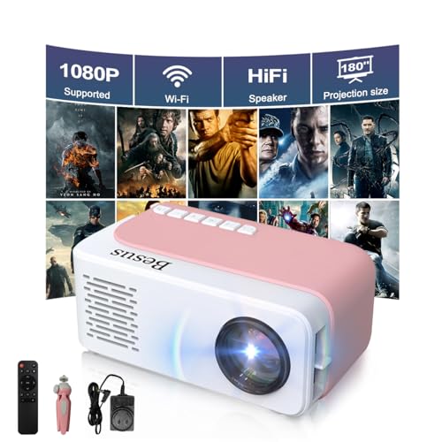 Mini Projector, HD 1080P WiFi Video Projector, Portable Outdoor Projector with Tripod, Gift for...