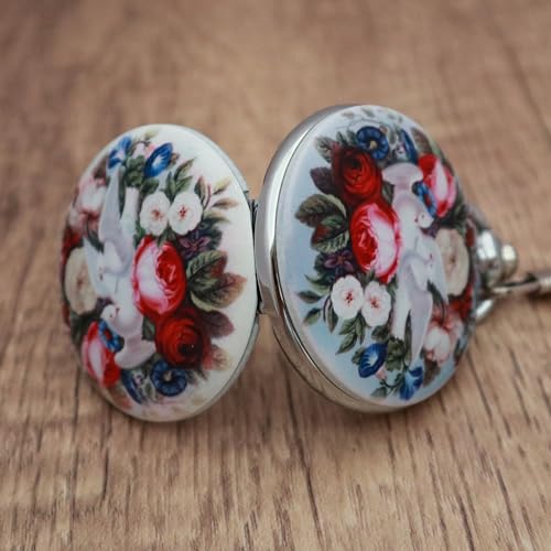 Image of VIGOROSO Vintage Floral Bird Manual Mechanical Pocket Watch for Men & Women - Elegant Wind Up Pocket Watches Skeleton with Chain & Gift Box