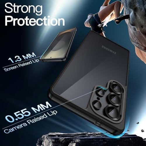 Image of ClearBlack Transparent Back Cover for Samsung Galaxy S25 Ultra, Anti-Yellow Clear Polycarbonate Hard Back with Black TPU Bumper, Shockproof Hybrid Case, Anti-Scratch 360 Protection Cover