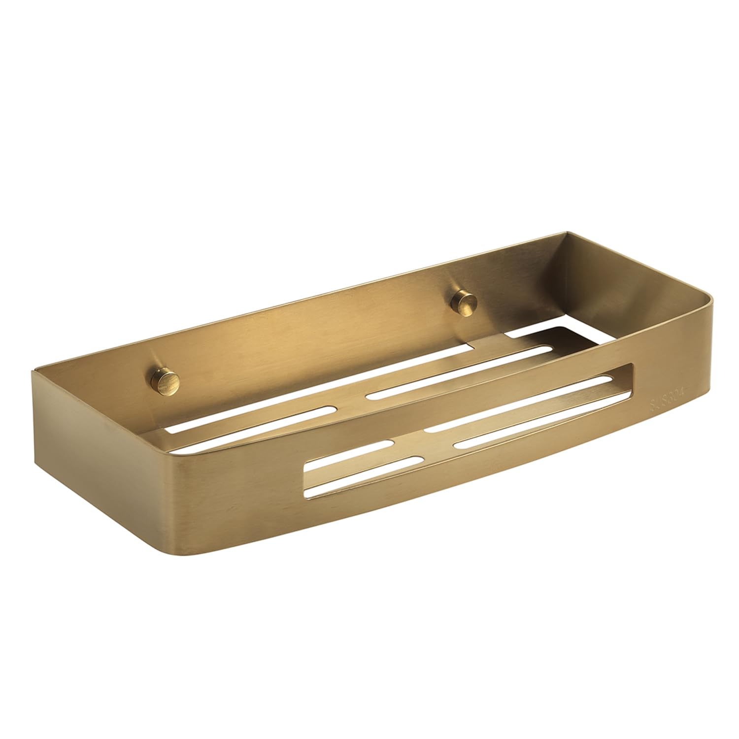 Gedy Hanoi Mensola Doccia Rettangolare in Acciaio Inox AISI 304 Finitura Oro Opaca, Portaoggetti Doccia Misure L 30 x P 12,8 x H 4,5 cm, Fissaggio a Muro con Viti Incluse, Impermeabile, Antiruggine