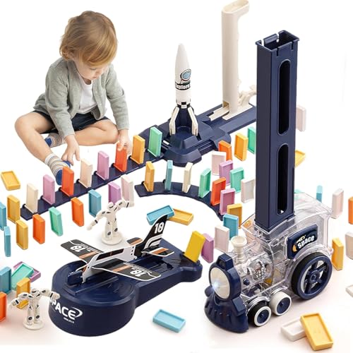 Domino Train Toy para Niños 200 pzs con Tren Eléctrico miniatura 1