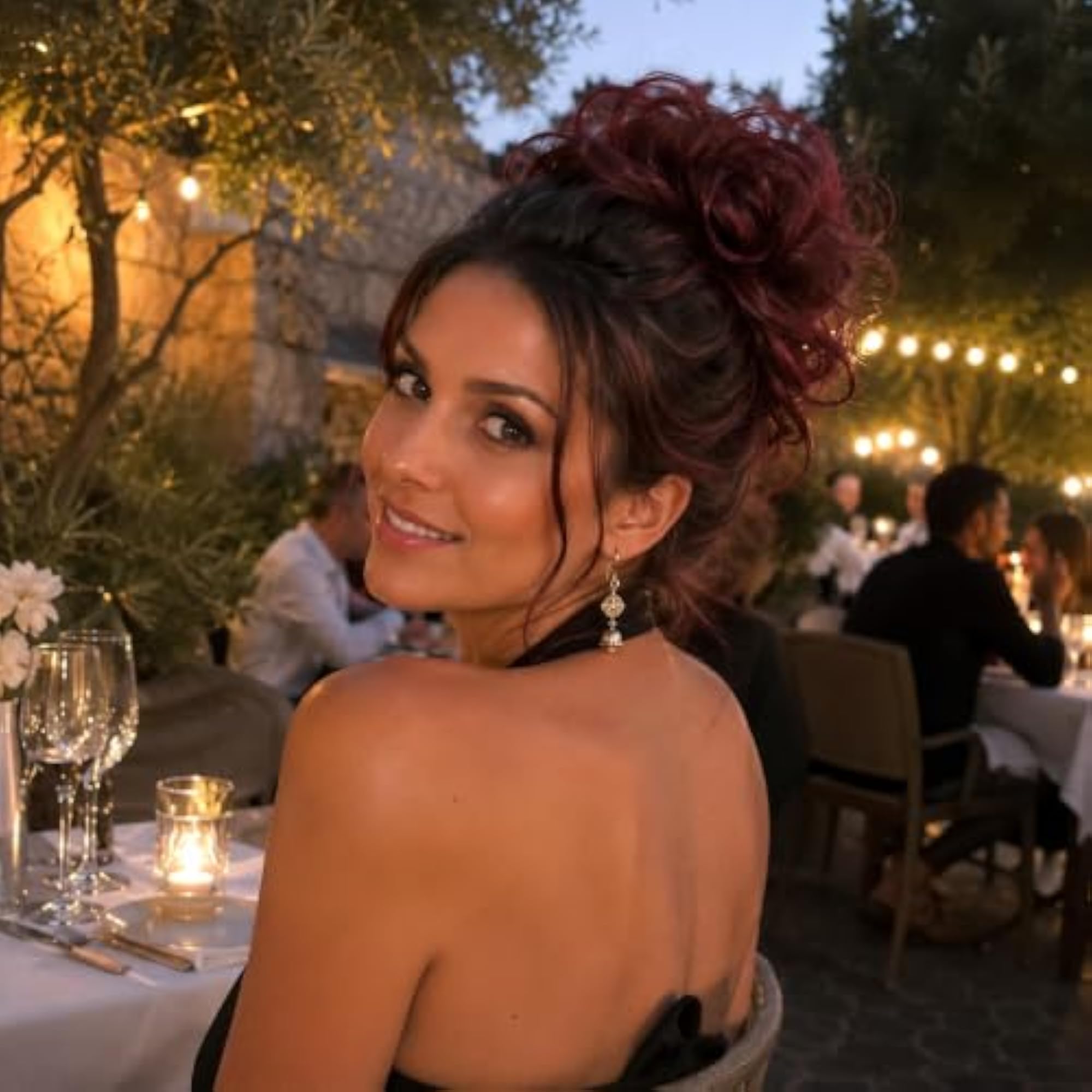 Red Mix Hair Wrap Scrunchie for Curly Messy Bun
