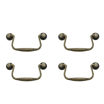 FarBoat 4 Sets 81mm Hole Spacing Antique Style Bail Handle Decorative Drawer Pulls for Woodenbox Case Drawer Cabinet Door Jewerlybox (Bronze)