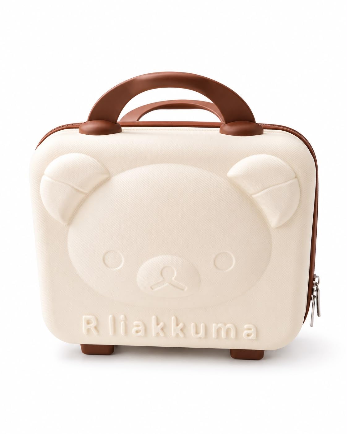 Mini Travel Bag for Women | Cosmetic Bag Travel Case| Cute Bear Hard Shell Carry Case | Waterproof, Scratch-Resistant Briefcase (Off White- Brown)-image-32