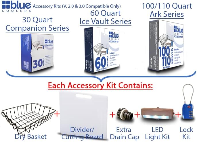 Miniatura 2 de Blue Coolers Kit de accesorios único para refrigerador (incluye divisortabla de cortar, cesta, cerradura, luz y enchufe)