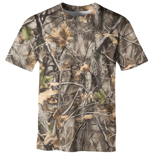 Men's Camo T Shirt Hunting Shirts Short Sleeve Fishing Camouflage Shirt