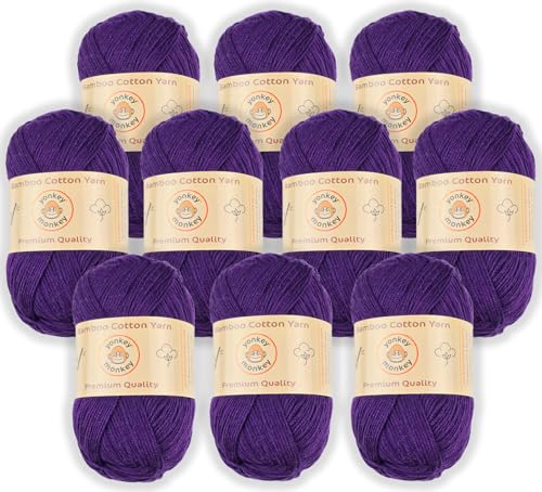 Image of 10-Pack of Yonkey Monkey 500 Grams Yarn - 70% Rayon derived from Bamboo, 30% Cotton - Imported - Violet 9022