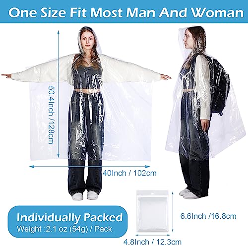 Berlune 40 Pcs Disposable Rain Ponchos Bulk for Adults Emergency Disposable Ponchos Family Pack with Hood Waterproof Raincoat2