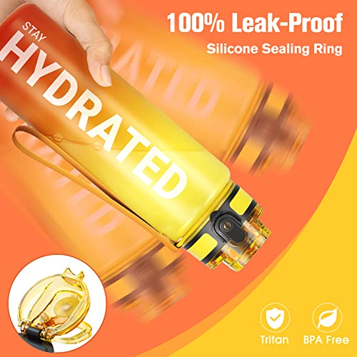 Image of Sahara Sailor Water Bottles, 25oz Motivational Sports Water Bottle with Time Marker - Times to Drink - Tritan, BPA Free, Wide Mouth Leakproof, Fast Flow Technology with Clean Brush (1 Pack)