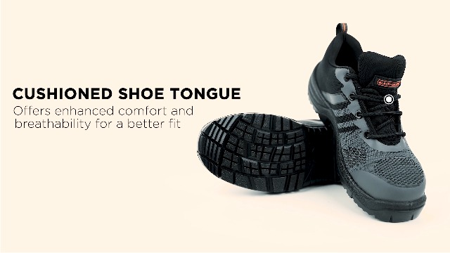 BLACK+DECKER Flyknit Grey & Black Sporty Design Safety Shoes for