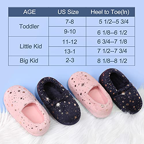 Bigwow Kids Slippers For Girls Boys Toddler Elastic Heel Girls House Shoes Cozy Memory Foam Slippers Boys Indoor Outdoor Navy Blue Size 7-8 #TOP2