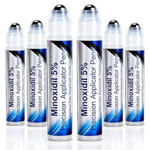 Minoxidil 5% Hair Growth Serum Roll On Precision Applicator Pens for Men & Women Topical Hair Regrowth Treatment Targeted Scalp Application Easy Dosage Control 6 Pens x 30 mL