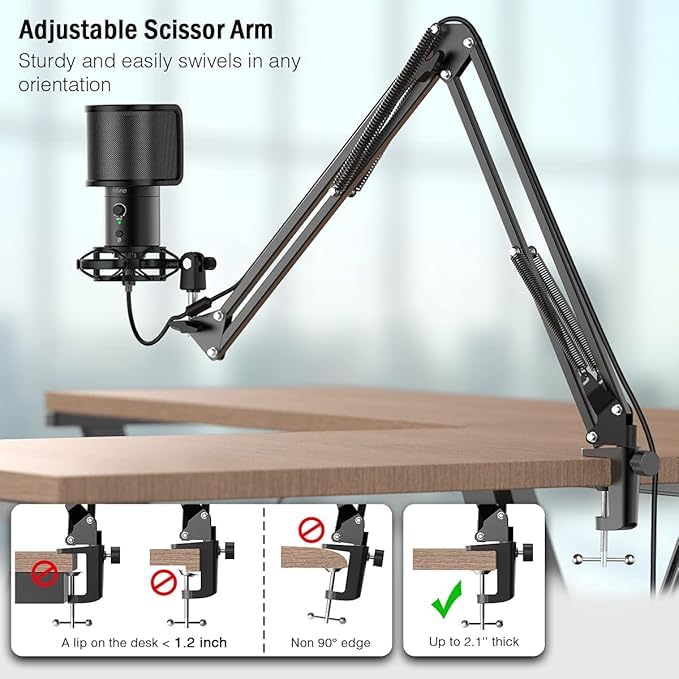 Image of USB Gaming Microphone Kit, Condenser Mic with Adjustable Arm Stand, Mute Button & Gain Control, Studio Bundle for PC Streaming