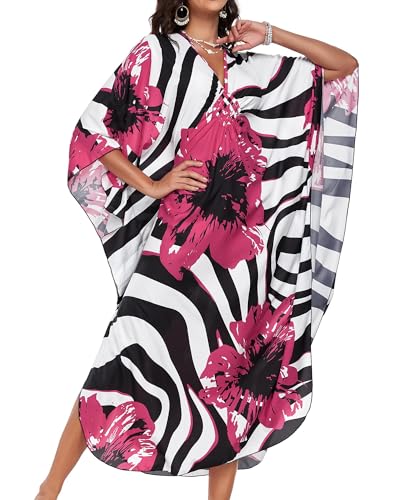 Image of Kaftan Dresses for Women V Neck Caftans Batwing Sleeve Beach Cover Ups