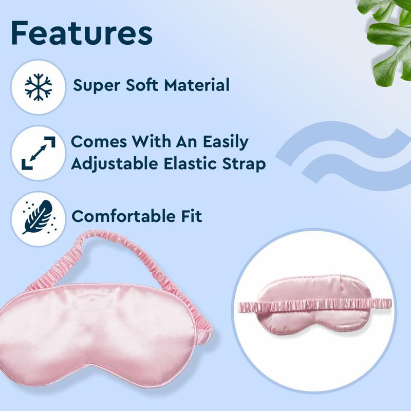 GUBB Satin Silk Eye Mask, Ultra Smooth Sleep Mask and Blind Fold - Pink | For Sleeping, Travelling, Relaxation, Blind Fold & Meditation - Image 2 thumbnail