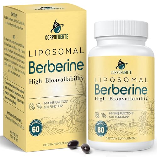 Corpofuerte Liposomal Berberine - Berberine Supplement Activates AMPK, Supports Body Balance in Women and Men -Support Immune Function, Gut Function, Non-GMO, Sugar-Free, 60 Softgels