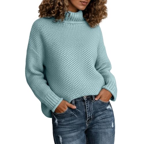 Pull col roulé surdimensionné en tricot chaud pour femme pour l'hiver