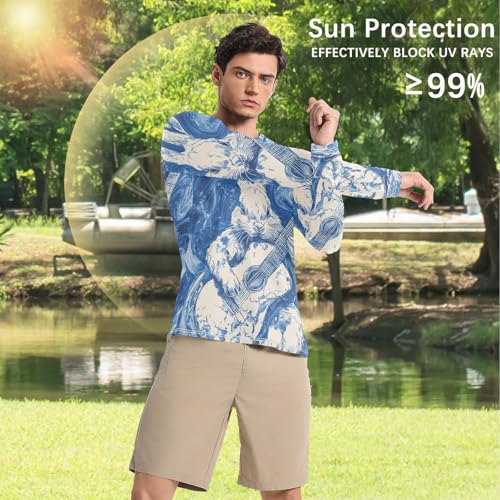 Men Sun Shirts Men's Rash Guard Shirts UPF 50+ Protection Crew Neck Long Sleeve Shirt Swirl Black White Green4