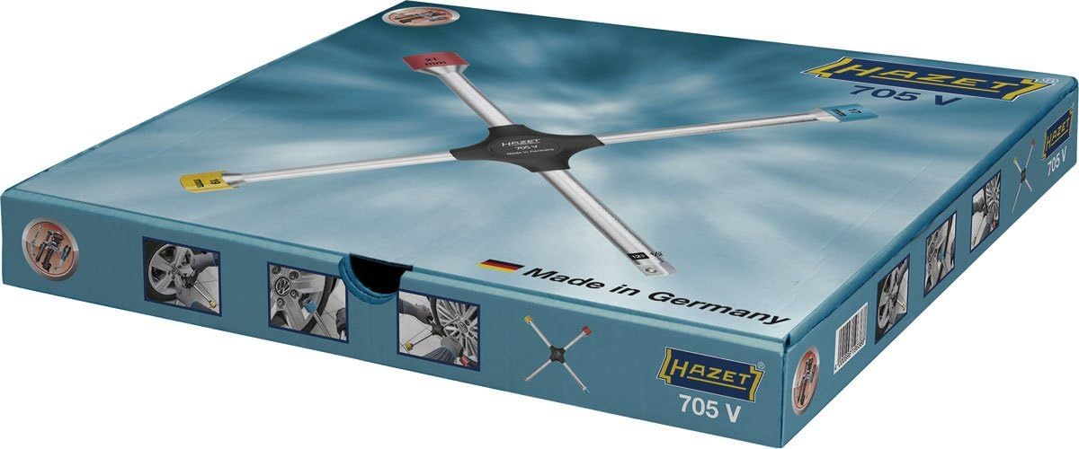 HAZET Kreuzschlüssel 705V I Außen-Sechskant Profil 17 x 19 x 21 x Außenvierkant Antrieb 12,5 = 1/2 I alle gängigen Schlüsselweiten in einem Werkzeug - für Pkw, Transporter und Großraumlimousinen