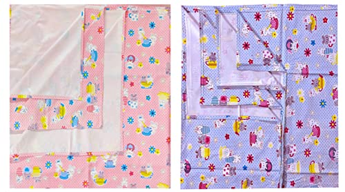 Image of EcoSoft Plastic Sheet,PVC Sheet for Kids,Rubber Sheet for Babies,Bed Wetting Protector(90 x 135 cm) (Rabbit Pink & Blue)