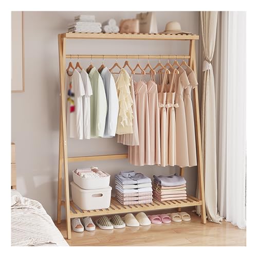 Perchas de madera maciza amarilla 70 cm