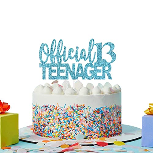 Image of FestikoBlue Giltter Happy 13th Birthday Cake Topper - 13th Birthday Party Decorations for Teens, 13th Birthday Cake Decorations