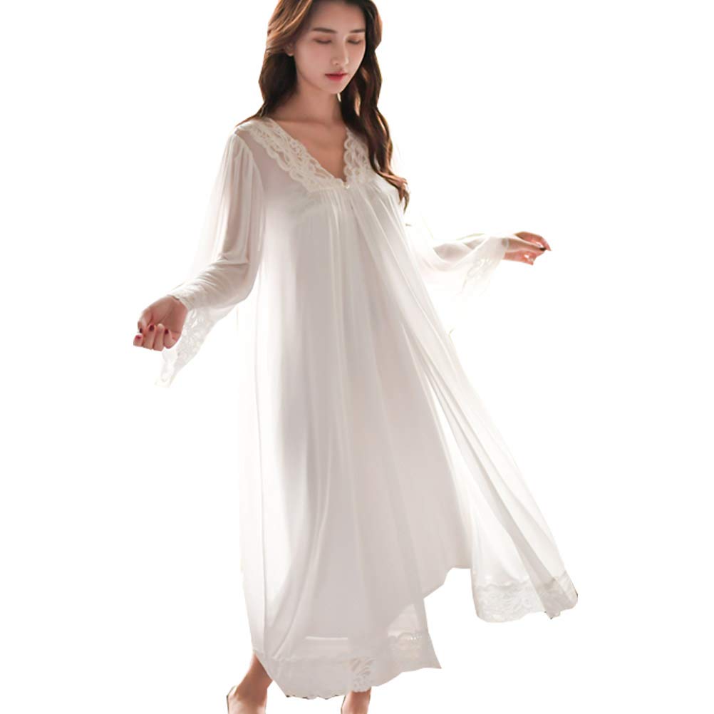 Womens' Lace 2pcs Pajamas Set Seepwear Nightgown Sexy Loungewear NIghtrobe Victorian Housedress