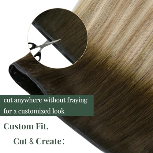 Image of Ugeat 20 Inch Butterfly Weft Human Hair Extensions Brown Ombre,100G #3822