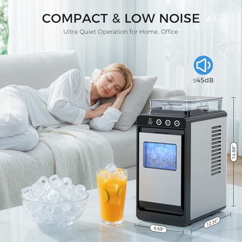 Image of COWSAR Ice Maker Countertop, Portable Ice Machine with External Water Tank, 26 lbs /24Hrs, 8 Cubes in 6 Mins, Self-Cleaning Quiet Compact Commercial Ice Makers for Home, RV, Camping