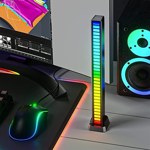 Image of Giftmax RGB Bar Light Voice-Activated Wireless, Rechargeable USB Music Sound Control Ambient Light 32LED Music Pickup Rhythm Light for Car, Party, Desktop, DJ, Gaming Room