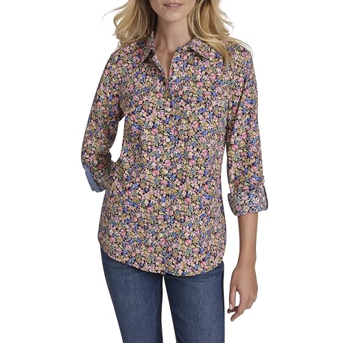 Image of Nautica Women's Button Front Long Sleeve Roll Tab Shirt