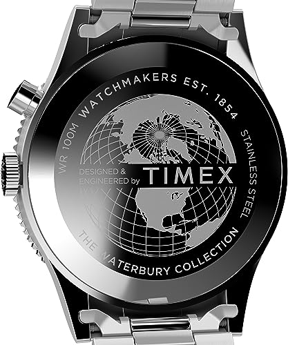 Image of Timex Waterbury 39mm Men's Analog Watch | Durable Stainless Steel Case | Day and Date Window | Durable Design | 100M Water Resistance