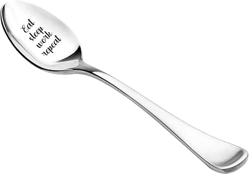 Miniatura 6 de Eat Sleep Work Repeat - Cuchara grabada, regalo para hombres y mujeres, regalo para todos los colegas/adictos al trabajo, regalo ideal de