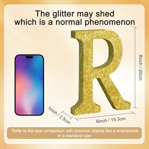 Image of TONIFUL 8 Inch Gold Glitter Letter R Table Centerpiece A-Z Gold Birthday Party Decorations,Gold Alphabet R for Birthday,Chrismas,Graduation,Bridal Shower,Wedding,Anniversary Party Supplies
