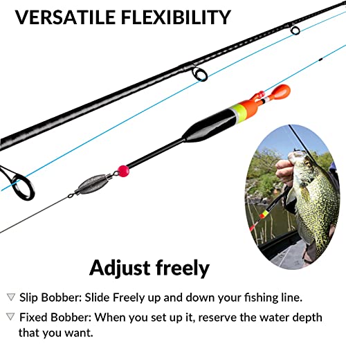 THKFISH Fishing Bobbers & Floats - Slip Bobbers for Crappie Fishing, Balsa Floats - 1/2oz (4.13"X0.75"X7.87") - 5PCS