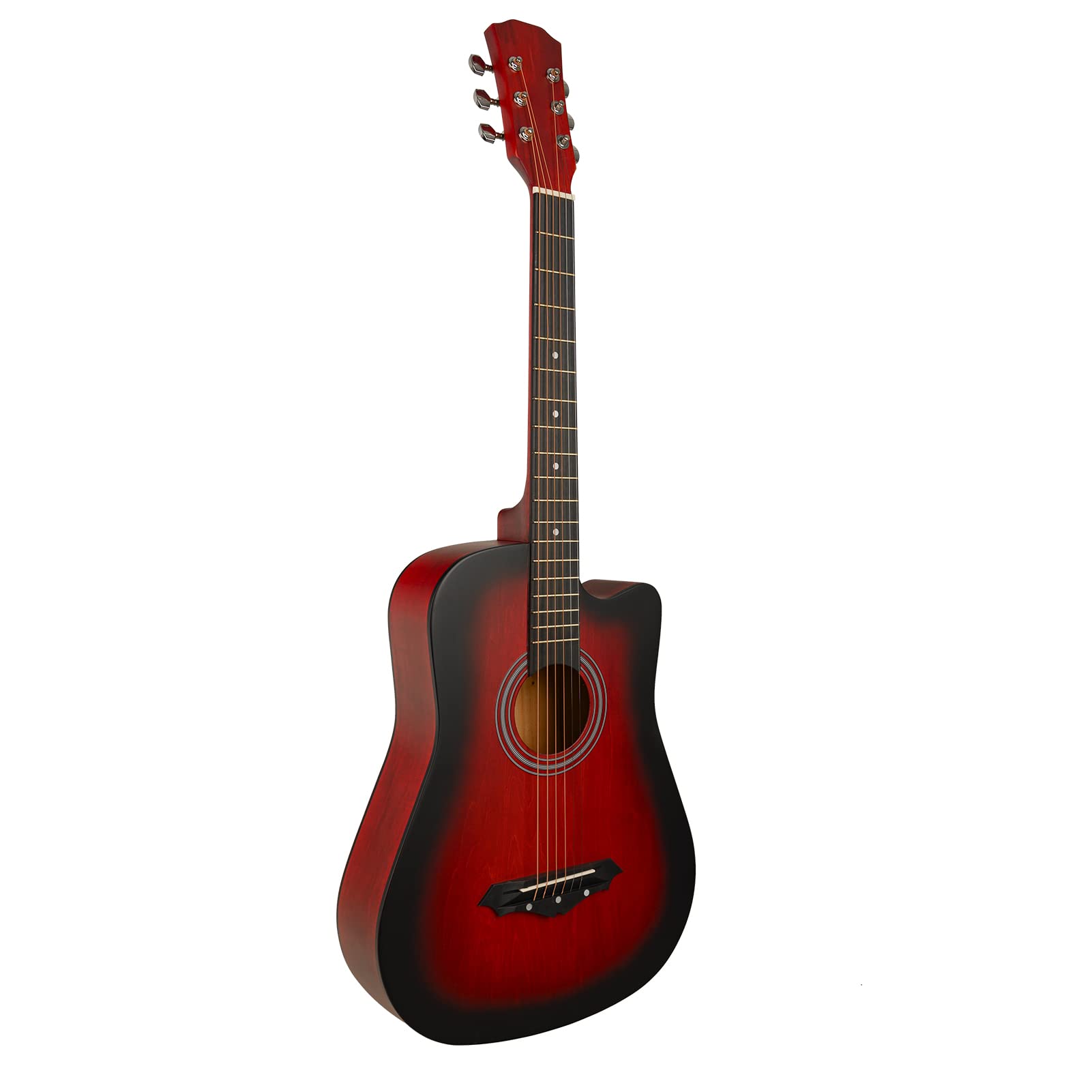 Gitara akustyczna, HUIOP gitara akustyczna w przekroju gitara ludowa 38 cali, ręcznie tarte drewno lipowe z celuloidowym podkładem, uchwyt na kostkę, deska ochronna, pasek, tuner, kapodastra