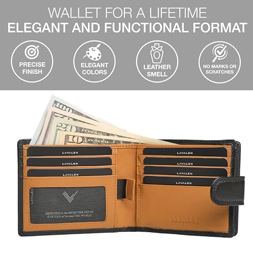 Soft Leather Wallet for Men - Mens Wallet Bifold with Zipper Coin Pocket - Holds Bills, Credit Cards, Coins - Carteras para Hombres Piel - Billeteras de Hombres Cuero Original - RFID Blocking.4