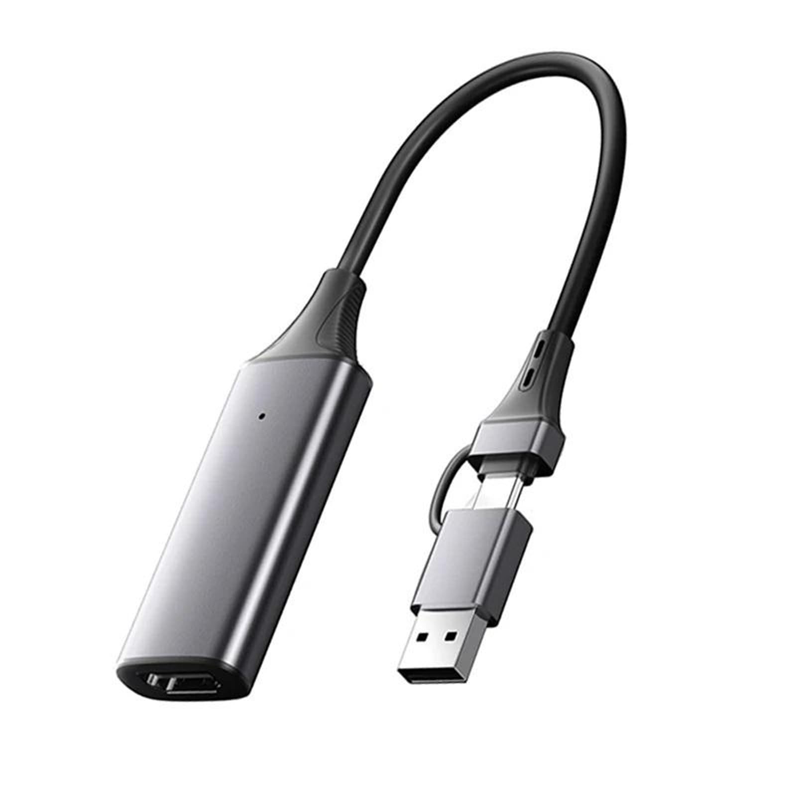 Tarjeta de Captura Video USB/Tipo C 2 en 1, 4K, USB-C a HDTV, 1080P, for PC, grabación Juegos, cámara, transmisión fácil de operar(B)