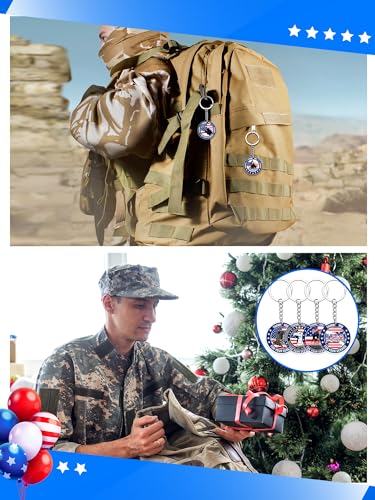 Image of Sureio 120 Pcs Thank You for Your Service Veterans Gifts Bulk, Patriotic USA Military Retirement Appreciation Keychain Favors (Classic)